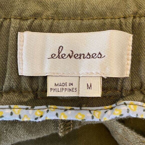 Elevenses Elastic waist Linen Rayon Green Pants - Picture 6 of 7